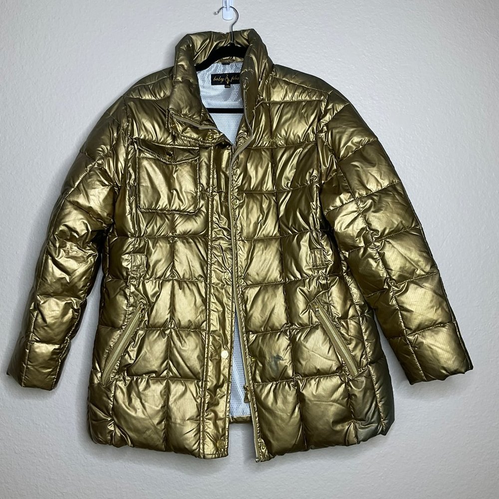 Baby Phat Y2K Golden Metalic Puffer Jacket Size 2XL